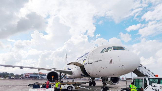 
					Armada pesawat Airbus di Denpasar. Foto istimewa/TransNusa 