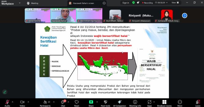 
 Siapkan Kader Profesional Demi Penguatan Ekosistem Halal di Gowa, LP3H USY Al Makassari Gowa Gelar Pelatihan Pendamping Proses Produk Halal Batch