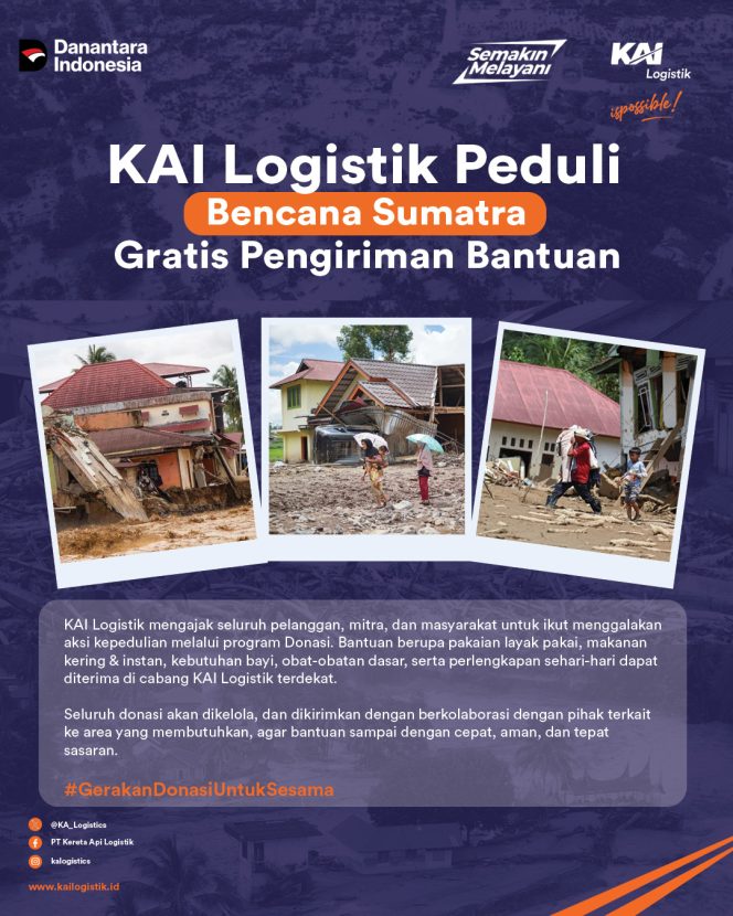 
 Dukung Pemulihan Pascabencana, KAI Logistik Gratiskan Pengiriman Bantuan untuk Sumatera