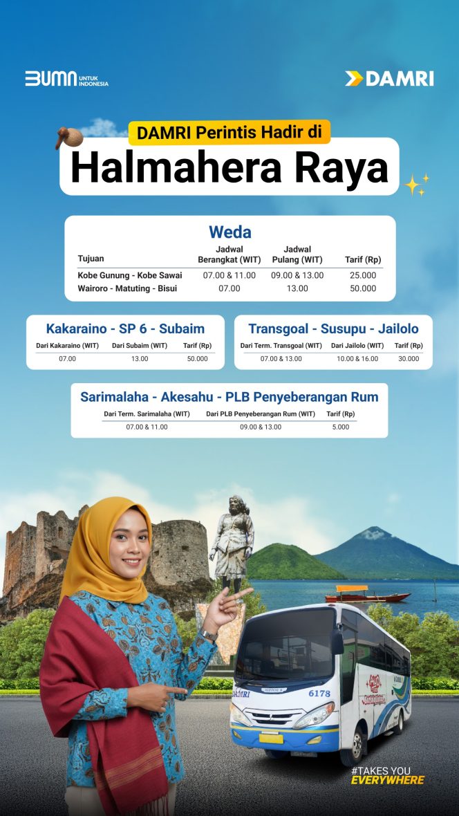 
 Perluas Akses Hidden Gem Wisata: DAMRI Perintis Perkuat Konektivitas di Halmahera Raya
