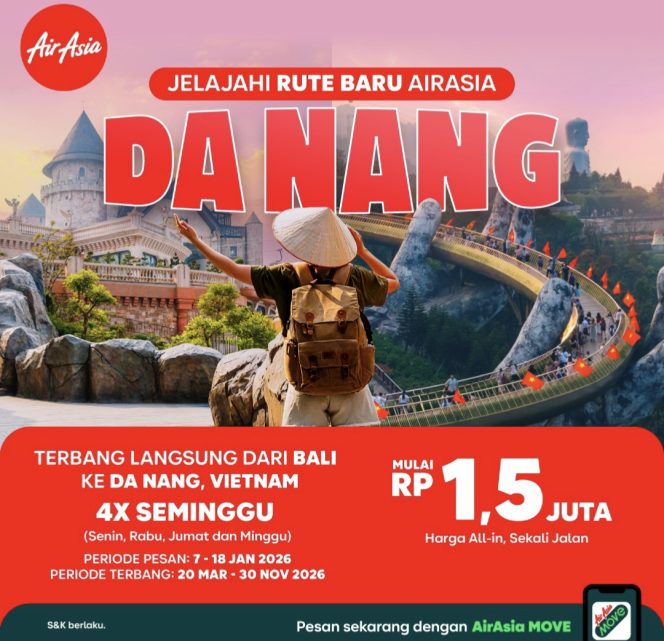 
					Indonesia AirAsia Terbang Langsung Bali–Da Nang Mulai 20 Maret