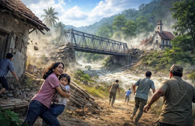 
 Gempa 4,8 Magnitudo Guncang Sintang, Jembatan Baja Bergeser