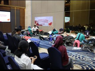 Kegiatan di Bulan K3 gelar donor darah. Foto istimewa/ILCS 