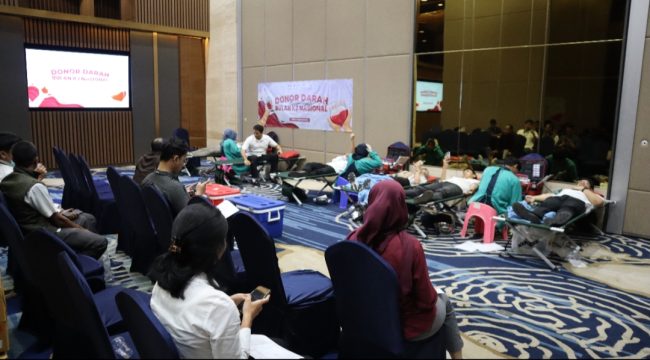 Kegiatan di Bulan K3 gelar donor darah. Foto istimewa/ILCS 