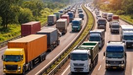 Ilustrasi truk ODOL di Jalan TOL. (Foto:AI)