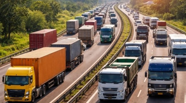 Ilustrasi truk ODOL di Jalan TOL. (Foto:AI)