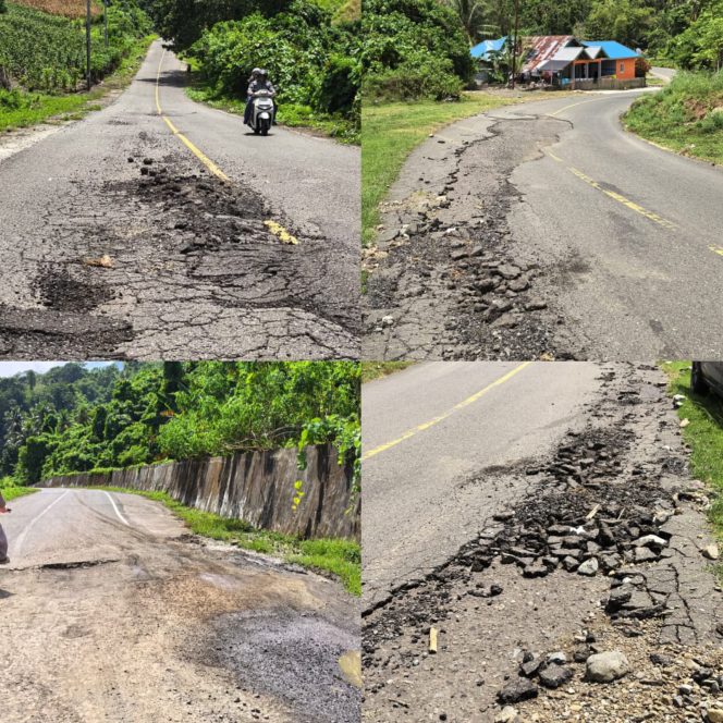 
 Usia Rencana Terabaikan, Jalan Nasional Umu–Buol Rusak Parah