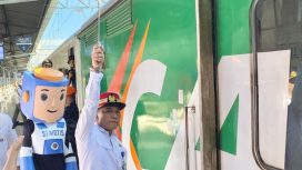 Pelepasan Mudik Gratis dengan sepeda motor naik Kereta Api