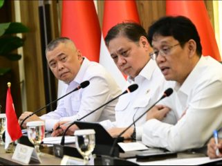 Menhub Dudy, Menko Airlangga, dan Menkeu Purbaya (BKIP)