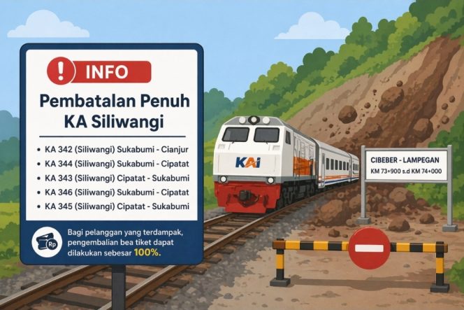 
 Longsor di Jalur Cibeber-Lampegan, KAI Daop 1 Jakarta Batalkan Sejumlah Perjalanan KA Siliwangi