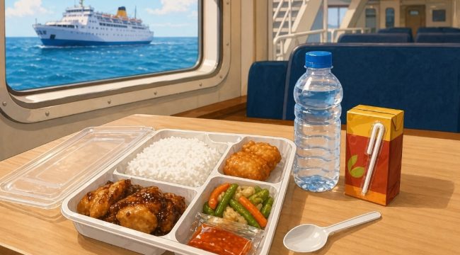 Makanan di KM Kelud. (Ilustrasi AI)