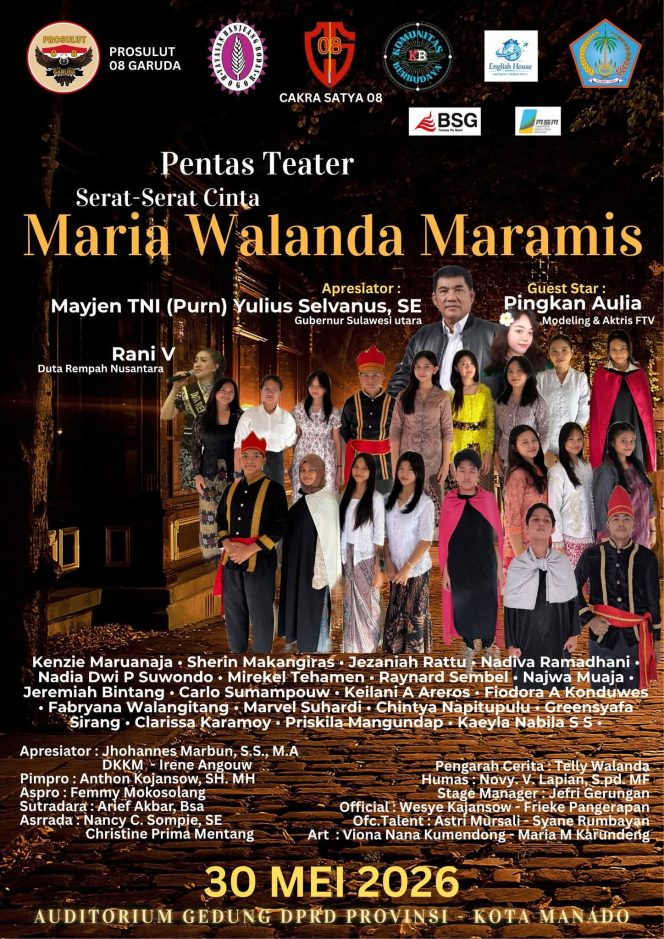 
 Pentas Teater “Serat-Serat Cinta” Angkat Keteladanan Maria Walanda Maramis di Manado