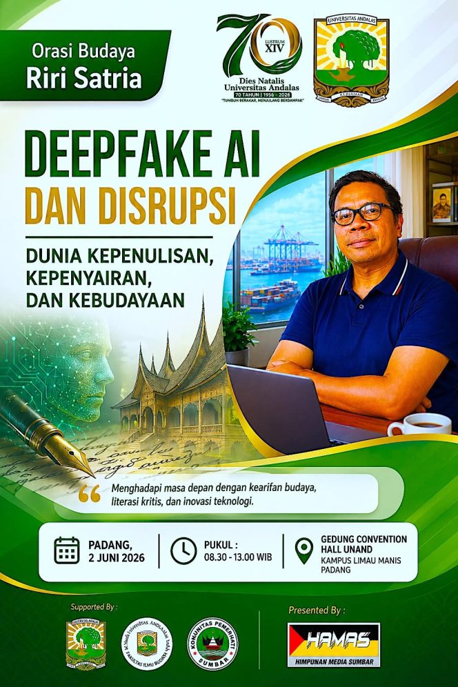 
 Deepfake AI dan Disrupsi Dunia Kepenulisan Jadi Sorotan Orasi Budaya di Unand