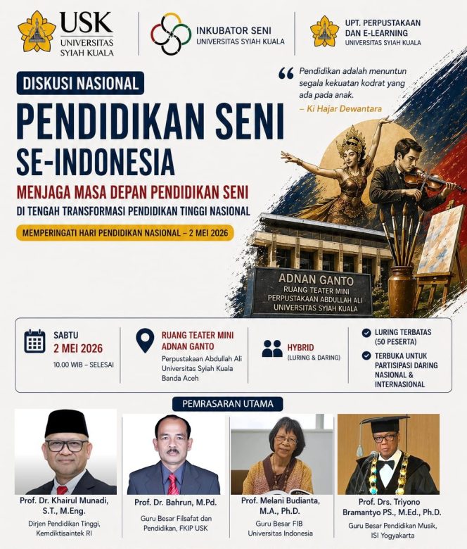 
 USK Gelar Diskusi Nasional Pendidikan Seni, Soroti Arah Kebijakan dan Peran Kebudayaan