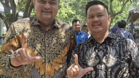 Ketua Bidang Perindustrian dan Perdagangan HIPMI Jabar Dede Saputra bersama Bupati Bogor Rudy Susmanto  