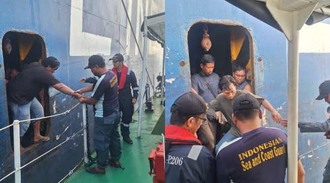 Bantuan PPLP Tanjung Priok saat evakuasi 28 penumpang KMP Mutiara Mutiara Persada IIII di Perairan Selat Sunda