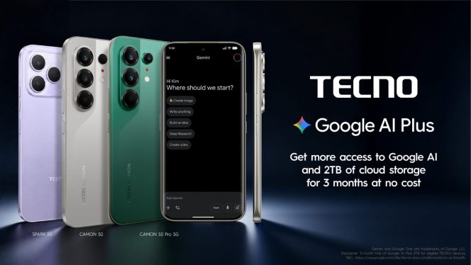 
 TECNO Gandeng Google, Beri Akses AI Plus Gratis Tiga Bulan untuk Pengguna Smartphone