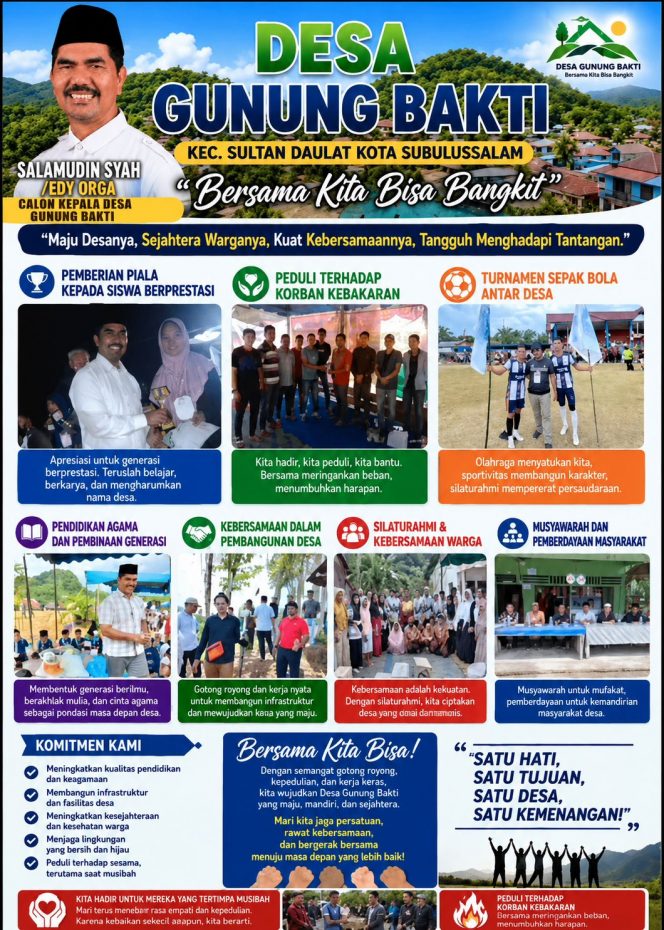 
 Warga Desa Gunung Bakti Bersatu Dukung Salamudin Syah (Edy Orga) Maju Pimpin Desa