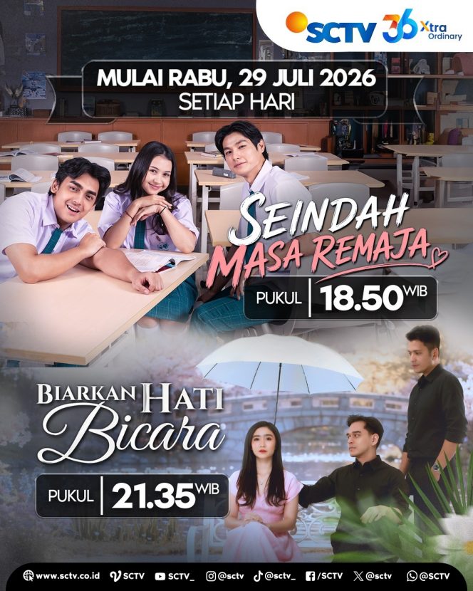 
 Jelang HUT ke-36, SCTV Andalkan Dua Sinetron Baru Bertema Cinta Remaja dan Drama Balas Dendam