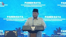 Presiden Prabowo Subianto menyampaikan sambutan pada panen raya serentak bersama TNI di Malang, Jawa Timur, Jumat (17/7/2026). Foto: Tangkapan layar Youtube Sekretariat Presiden.