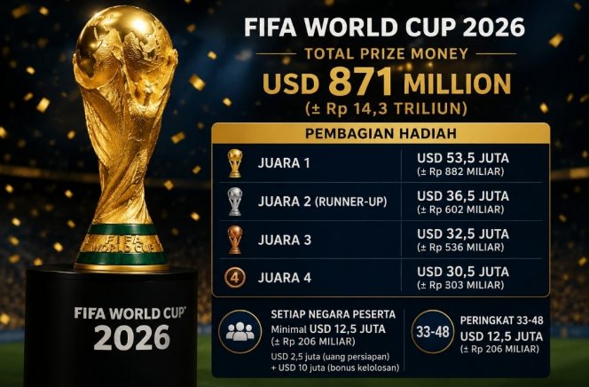 
 Hadiah piala dunia 2026. (Foto:Wartatrans.com)