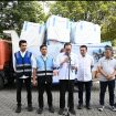 Penyerahan bantuan secara simbolis dri.Kemenhub untiuk Korban Gempa NTT di Pelabuhan Tanjung Priok untiuk diangkut KM Tidar