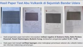 Hasil Paper Test Abu Vulkanik di Sejumlah Bandar Udara. (Dok. BMKG)