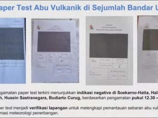 Hasil Paper Test Abu Vulkanik di Sejumlah Bandar Udara. (Dok. BMKG)