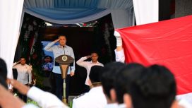 Menhub Dudy saat memimpin upacara Perayaan Hari Perhubungan Nasional 2026