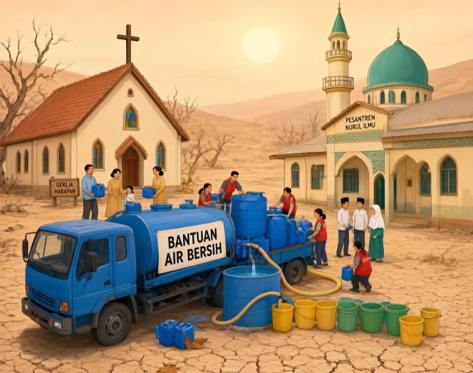 
 Krisis Air Melanda Fakfak, Polisi Salurkan 13.200 Liter Air ke Gereja dan Pesantren