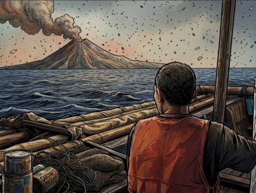 Nelayan diimbau untuk waspada beraktivitas di kawasan Gunung Anak Krakatau. (Ilustrasi/AI)