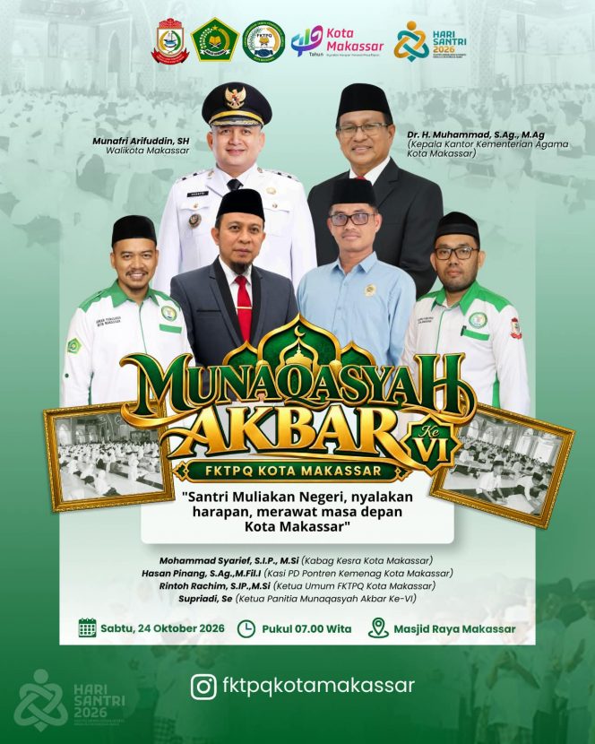 
 5.000 Santri Dorong Perwali Literasi Al-Qur’an, FKTPQ Makassar Siapkan Munaqasyah Akbar
